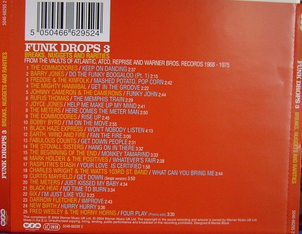 Image of Back Cover of CD - VG+/VG+ - VARIOUS, Funk Drops 3 (Breaks, Nuggets And Rarities From The Vaults Of Atlantic, ATCO, Reprise And Warner Bros Records 1968-1977) (; 5046-66295 2, UK 2004, Jewel Case), ,  - 3716457C