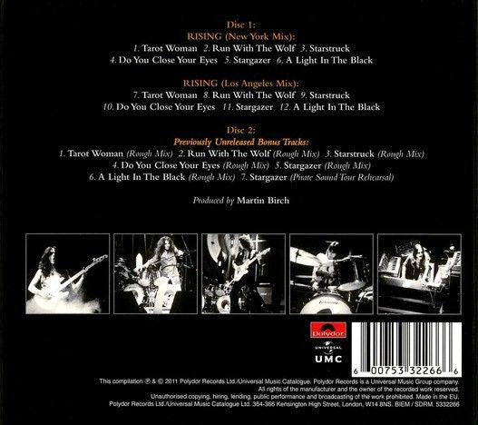 Image of Back Cover of 2xCD - VG+/VG+ - RAINBOW, Rising (Polydor; 5332266, Europe , Double Digipak), ,  - 3736144E