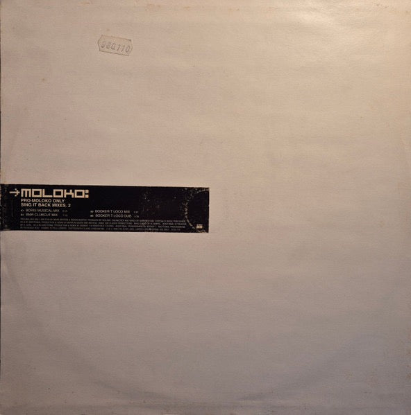 Image of Back Cover of 12" - G+/G+ - MOLOKO, Sing It Back (Mixes. 2) (Echo; ECDJ 712, UK 1999, Promo, Picture Sleeve), Sleeve signed by Booker T - addressed to previous owner. Disc scuffed and marked, sleeve marked and ringworn.,  - 3816010C