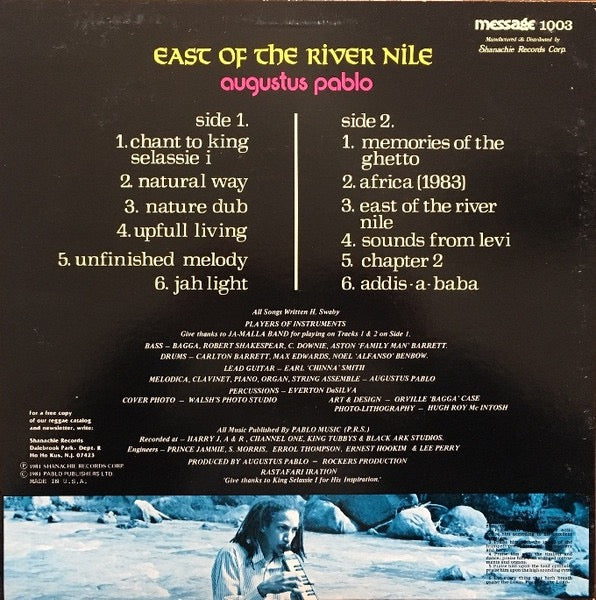 Image of Back Cover of LP - VG/G+ - AUGUSTUS PABLO, East Of The River Nile (Message; 1003, Canada Reissue, Glossy Sleeve), Disc has some superficial marks but plays great!,  - 3816038C