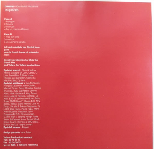 Image of Back Cover of 12" - VG+/VG+ - DIMITRI FROM PARIS, Esquisses (Yellow Productions; YP 008 M, France 1995, Picture Sleeve), ,  - 3816014C