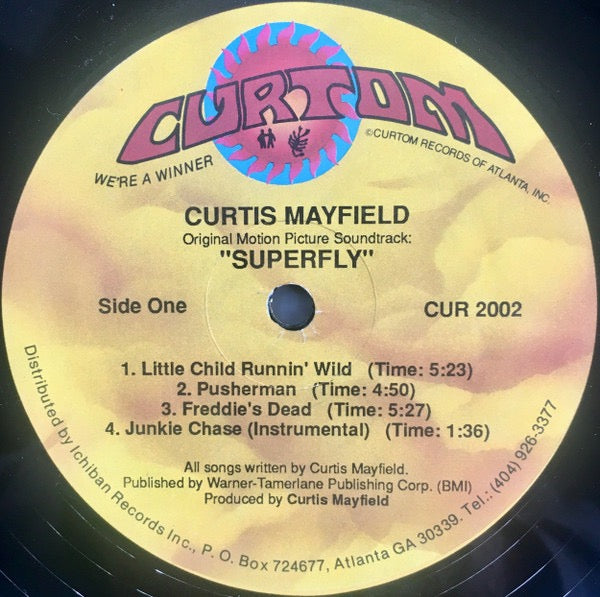 Image of Label Cover of LP - VG/G+ - CURTIS MAYFIELD, Super Fly (Curtom; CUR 2002, US 1988 Reissue), Edge wear. Disc has some superficial marks.,  - 3816040C
