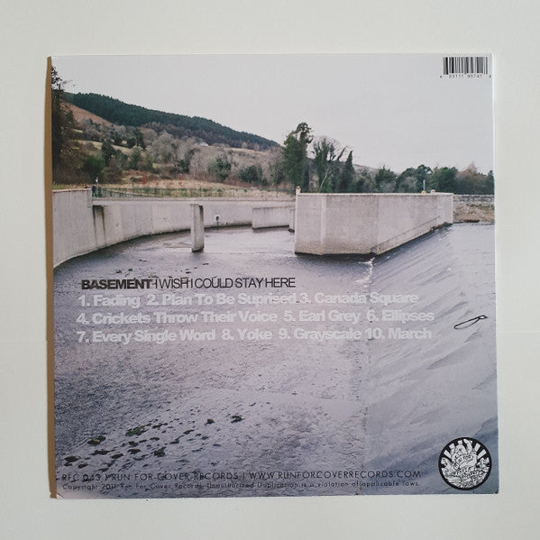 Image of Back Cover of LP - EX/EX - BASEMENT, I Wish I Could Stay Here (Run For Cover Records; RFC:043, US 2015, Insert, Blue/Green/White Starburst vinyl), ,  - 3726436E