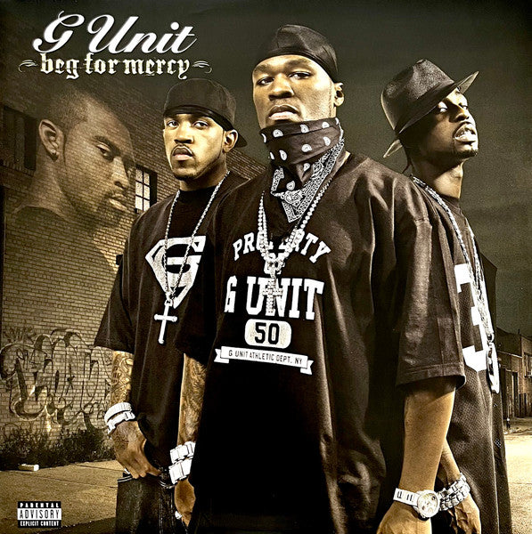 Image of Front Cover of 2xLP - VG+/VG - G-UNIT, Beg For Mercy (Interscope Records; B0001594-01, US 2003, Gatefold), Strong VG, a couple of light hairlines to disc 1 but plays fine. Sleeve still in opened shrink, with hype sticker. Overall great copy.,  - 3826013E