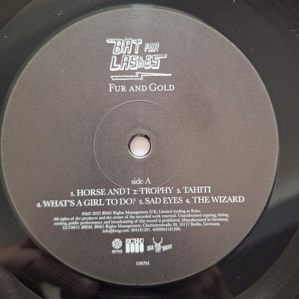 Image of Label Cover of LP - NEW/NEW - BAT FOR LASHES, Fur And Gold (BMG; 964181291, Worldwide 2026 Reissue, Reissue, Remastered, 180g Vinyl), , Natasha Khan s debut is full of woodland folk, piano ballads and electronic flourishes, with a wonderfully strange, fairytale quality running through it.  Daniel  is the obvious standout, but Fur And Gold is best taken as a complete, immersive listen. - 3736104E