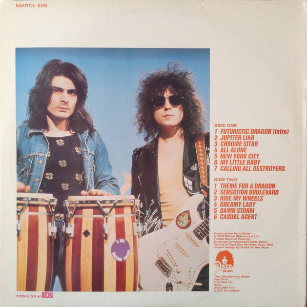 Image of Back Cover of LP - VG/VG+ - MARC BOLAN AND T-REX, Futuristic Dragon (Marc On Wax; MARCL 506, UK 1983 Reissue, Gatefold), ,  - 3816076C