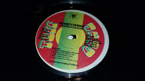 Image of Label Cover of LP - VG/G+ - BOB MARLEY & THE WAILERS, Confrontation (Tuff Gong; 422-846 207-1, Jamaica ), Light marks and bumps from manufacturing errors, plays VG/VG+.,  - 3846070S