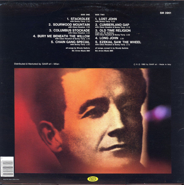 Image of Back Cover of LP - VG/VG - WOODY GUTHRIE WITH CISCO HOUSTON AND SONNY TERRY, Woody Guthrie Vol. 2 (Joker; SM 3961, Italy 1982 Reissue), Hairlines ,  - 3816083C