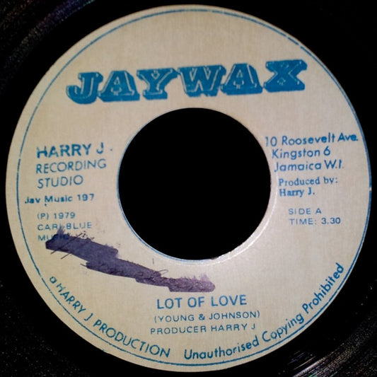 Image of Front Cover of 7" - /G+ - SHEILA HYLTON, Lot Of Love / Labamba (Jaywax; , Jamaica 1979), Marks and scuffs, still plays above grade, enjoyable. SWOL, label wear.,  - 3816111C