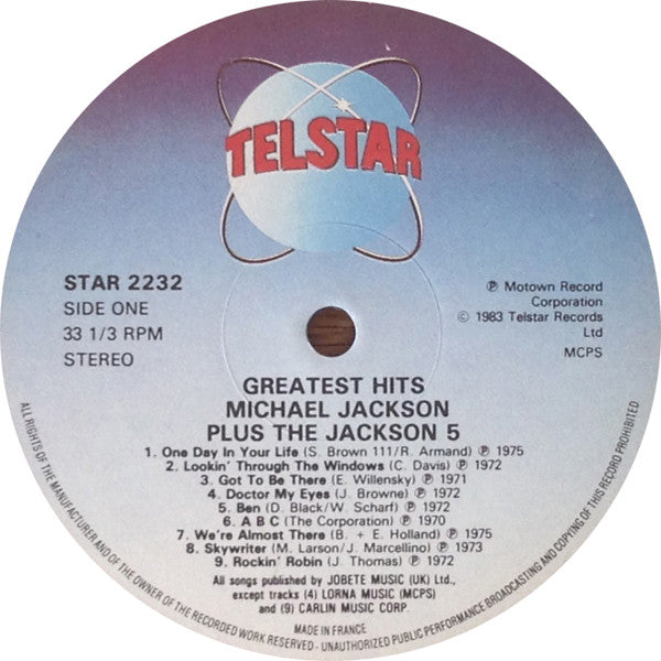 Image of Label Cover of LP - VG/VG - MICHAEL JACKSON PLUS THE JACKSON 5, 18 Greatest Hits (Telstar; STAR 2232, UK 1983), ,  - 3826066E