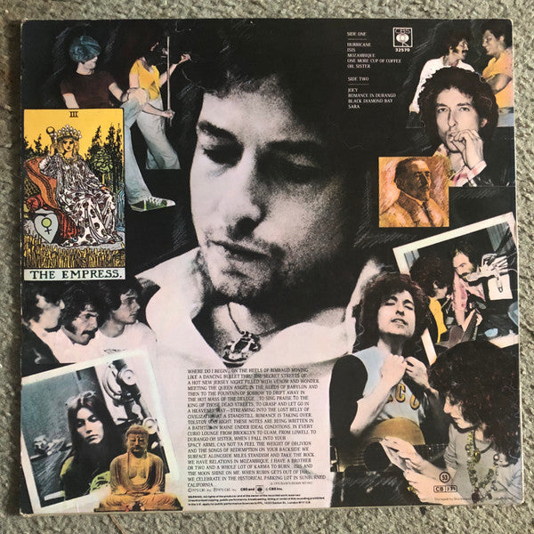 Image of Back Cover of LP - VG+/VG - BOB DYLAN, Desire (CBS Red Label; 32570, UK 1980s Reissue, Insert), ,  - 3826070E