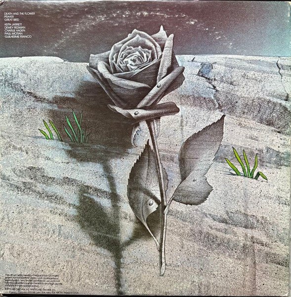 Image of Back Cover of LP - VG/VG - KEITH JARRETT, Death And The Flower (ABC Impulse!; ASD-9301, US 1975, Promo, Gatefold, Company Inner, Stereo, Quadraphonic, Terre Haute Press), Hairlines,  - 3846056S