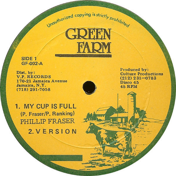 Image of Front Cover of 12" - /VG - PHILLIP FRASER / TRISTON PALMER, My Cup Is Full / Night Shift (Green Farm; GF-002, US ), ,  - 3846077S