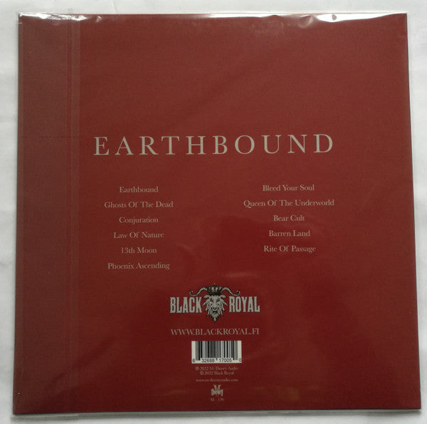 Image of Back Cover of LP - VG+/EX - BLACK ROYAL, Earthbound (M-Theory Audio; M-130, USA, Canada & Europe 2022, Outer Plastic Sleeve With Hype Sticker, Insert, Limited Edition of 300 on Phoenix Ascending Orange Vinyl), ,  - 3826074E