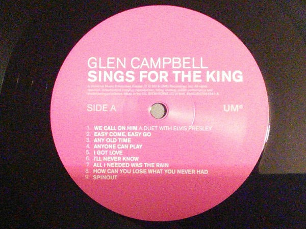 Image of Back Cover of LP - VG+/VG+ - GLEN CAMPBELL, Sings For The King (UMe; 00602567584841, Europe 2018), Sleeve has the start of a split on top seam.,  - 3816157C