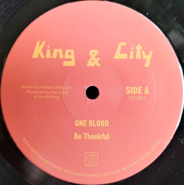 Image of Label Cover of 12" - VG+/VG+ - ONE BLOOD, Be Thankful (Emotional Rescue; ERC104, UK 2020, Company Sleeve), Nice copy, in company sleeve.,  - 3816173C