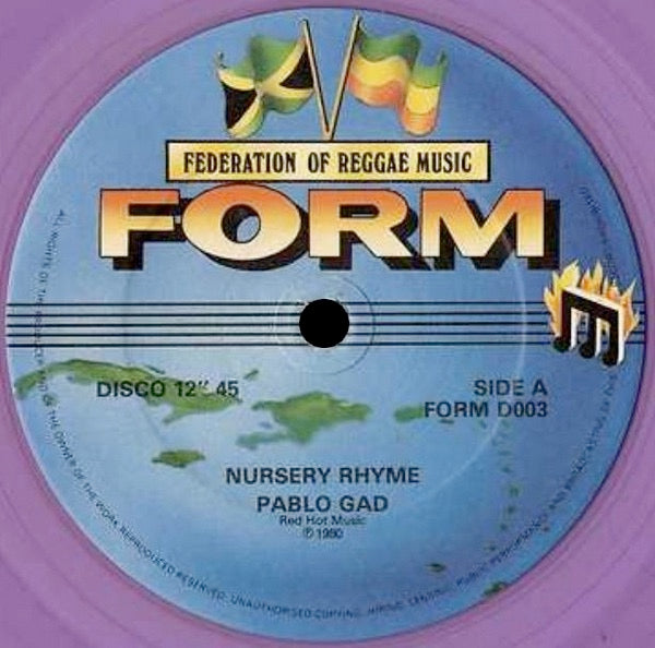 Image of Front Cover of 12" - VG/VG+ - PABLO GAD, Nursery Rhyme / Bubbling Angelo (FORM; FORM D003, UK 1980, Company Sleeve, Transparent Lilac Vinyl), ,  - 3816175C