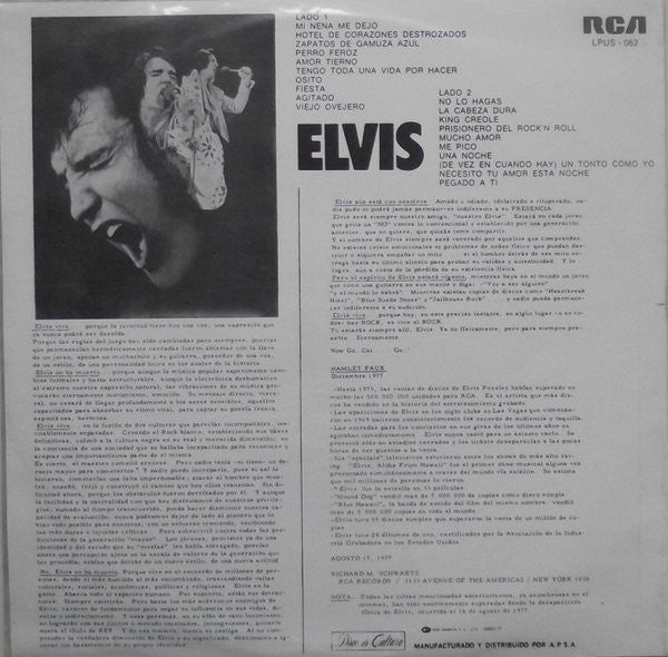 Image of Back Cover of LP - VG+/VG+ - ELVIS PRESLEY, Go Cat Go (RCA; LPUS - 062, Uruguay 1977), ,  - 3826083E