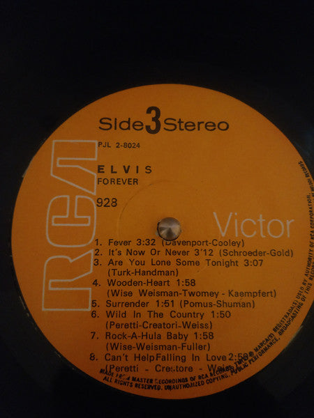 Image of Label Cover of LP - VG+/VG+ - ELVIS PRESLEY, Elvis Forever (RCA International; PJL 2-8024, Turkey ), ,  - 3826084E