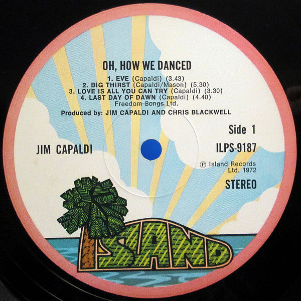 Image of Label Cover of LP - VG+/G+ - JIM CAPALDI, Oh How We Danced (Island Records; ILPS 9187, UK 1972, Gatefold), Hairline marks. ,  - 3816090C