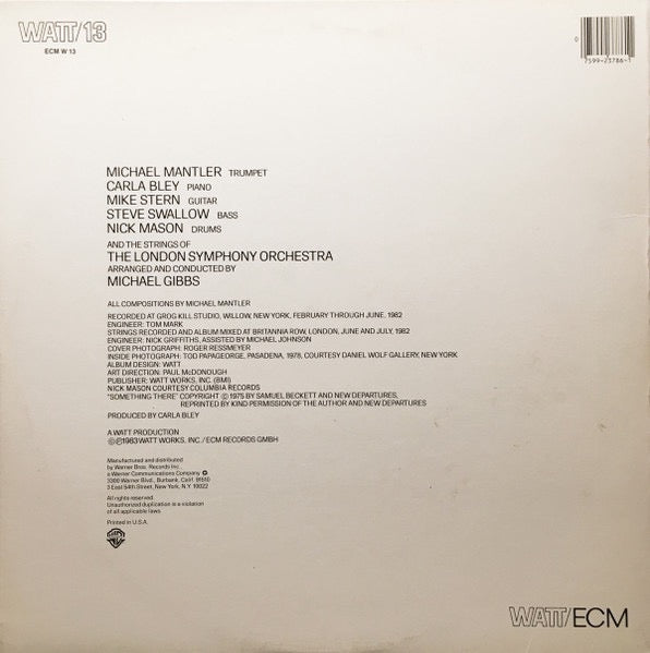 Image of Back Cover of LP - VG/VG+ - MICHAEL MANTLER, Something There (WATT; WATT/13, US 1983, Gatefold, Company Insert), ,  - 3816230C