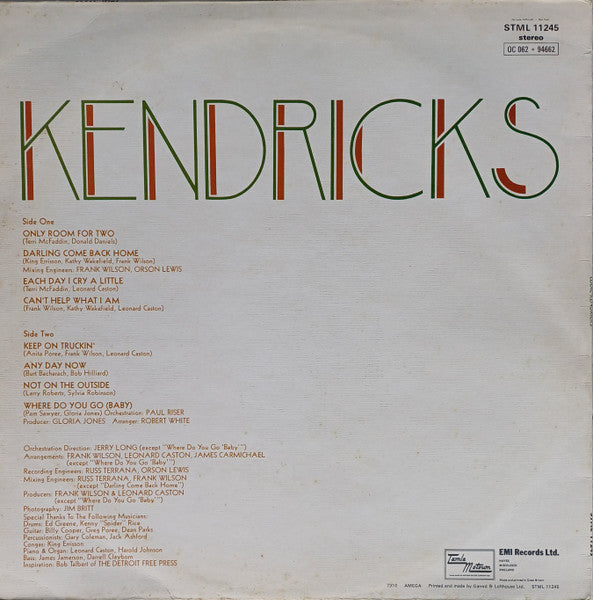 Image of Back Cover of LP - VG/VG+ - EDDIE KENDRICKS, Eddie Kendricks (Tamla Motown; STML 11245, UK 1973), Light ringwear on sleeve.,  - 3846120S