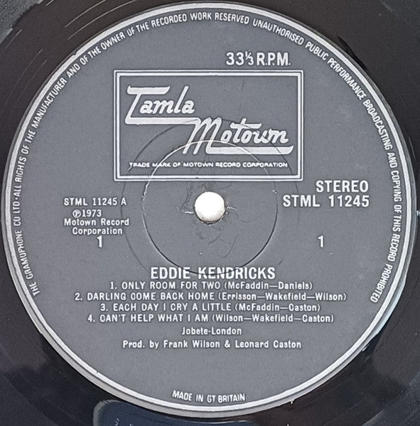 Image of Label Cover of LP - VG/VG+ - EDDIE KENDRICKS, Eddie Kendricks (Tamla Motown; STML 11245, UK 1973), Light ringwear on sleeve.,  - 3846120S