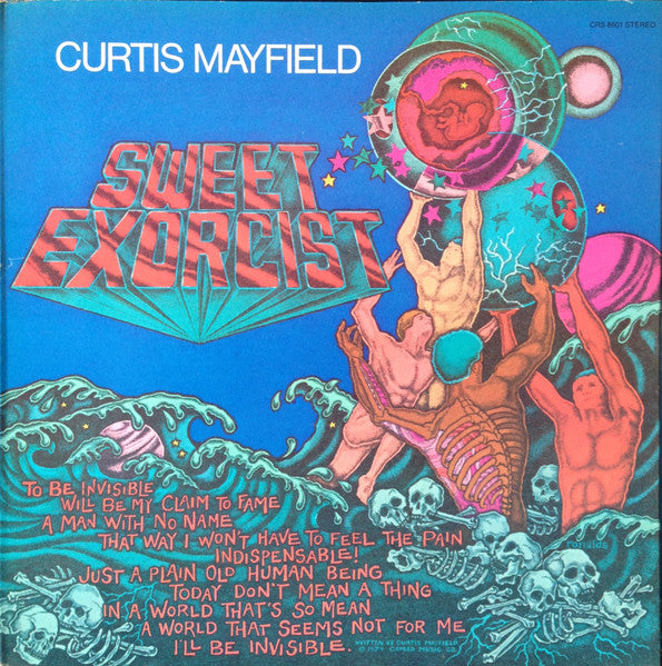 Image of Front Cover of LP - VG/VG - CURTIS MAYFIELD, Sweet Exorcist (Curtom; CRS 8601, US 1974, Gatefold, Company Inner), Marks on disc but plays well. Wear to sleeve with small tear on front.,  - 3846121S