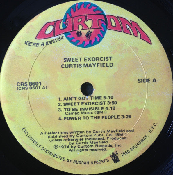 Image of Label Cover of LP - VG/VG - CURTIS MAYFIELD, Sweet Exorcist (Curtom; CRS 8601, US 1974, Gatefold, Company Inner), Marks on disc but plays well. Wear to sleeve with small tear on front.,  - 3846121S