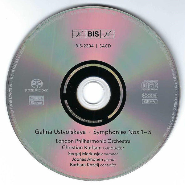 Image of Label Cover of CD - VG+/VG+ - CHRISTIAN KARLSEN, LONDON PHILHARMONIC ORCHESTRA, Galina Ustvolskaya: Symphonies Nos 1-5 (BIS; BIS-2304, USA & Europe 2025, Gatefold Card Sleeve, Booklet), ,  - 3836091E