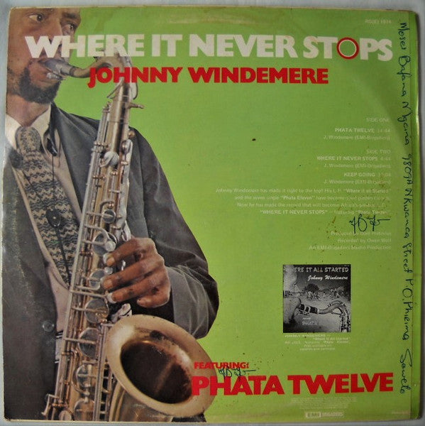 Image of Back Cover of LP - VG/VG+ - JOHNNY WINDEMERE, Where It Never Stops (Ring; RG (E) 1014, South Africa 1976, Picture Sleeve), WOS.,  - 3826126E