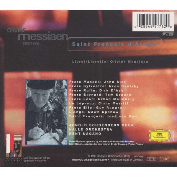 Image of Back Cover of 4xCD - VG+/VG+ - JOS  VAN  DAM, DAWN UPSHAW, ARNOLD SCHOENBERG CHOR, HALL  ORCHESTRA, KENT NAGANO, Messiaen: Saint Fran ois D'Assise (Deutsche Grammophon; 445 176-2, Europe 1999, Box Set, Booklet), ,  - 3836102E