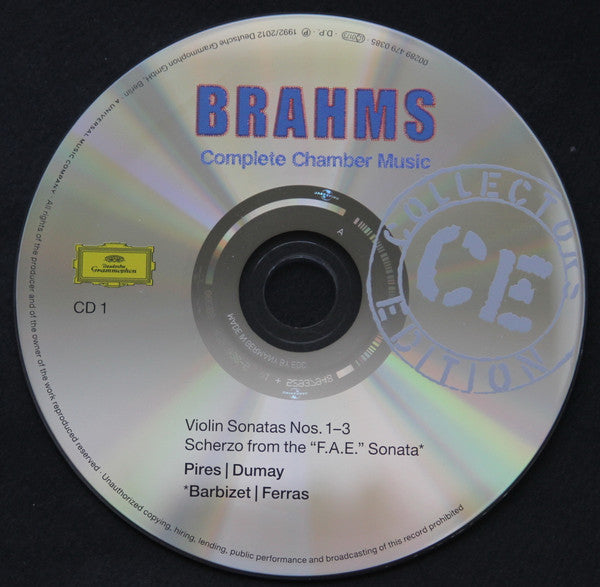 Image of Label Cover of 11xCD - VG+/VG+ - VARIOUS, Brahms: Complete Chamber Music (Deutsche Grammophon; 479 0378, Europe 2012, Box Set, Booklet), ,  - 3836104E
