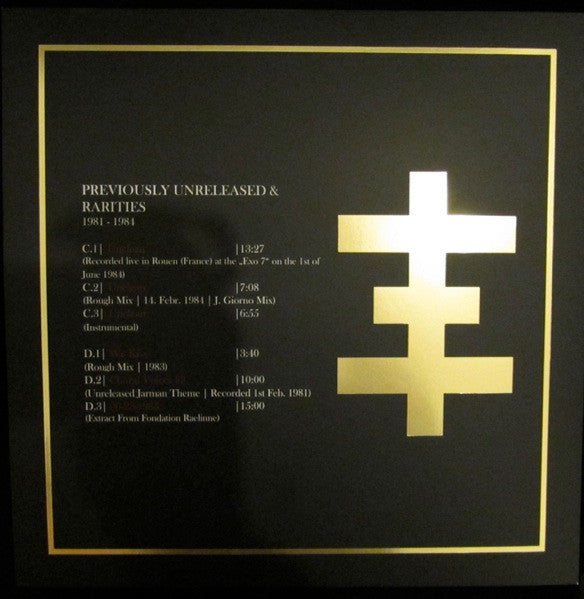 Image of Label Cover of 4xLP - VG+/VG+ - PSYCHIC TV, Psychic TV And White Stains At Stockholm 1990/ Jarman Themes/ Live Danceteria, New York City Nov. 17, 1983/ Unreleased Rarities (Vinyl-On-Demand; VOD83, Germany 2011, Black Velvet Box Set with Metallic print, 2 Inserts, No Poster, Certificate, Limited Edition of 600), Black velvet covered box with black velvet gatefold sleeves inside, all with metallic print. Includes certificate. Limited Edition no.293. Did not come with poster (members only). ,   - 3826