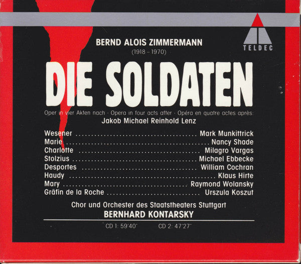 Image of Back Cover of 2xCD - VG+/VG+ - BERNHARD KONTARSKY, STAATSTHEATER STUTTGARTER, Bernd Alois Zimmermann: Die Soldaten (Teldec; 9031-72775-2, Europe 1991, Box Set, Booklet), ,  - 3836106E