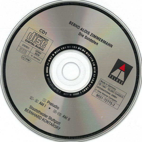 Image of Label Cover of 2xCD - VG+/VG+ - BERNHARD KONTARSKY, STAATSTHEATER STUTTGARTER, Bernd Alois Zimmermann: Die Soldaten (Teldec; 9031-72775-2, Europe 1991, Box Set, Booklet), ,  - 3836106E