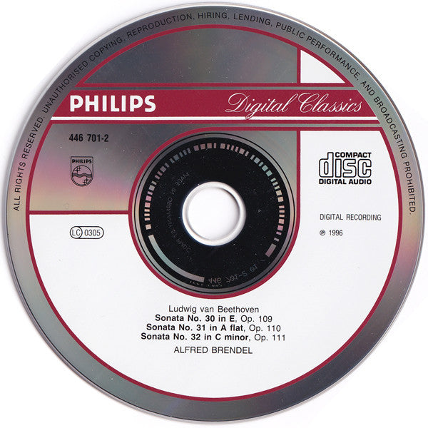 Image of Label Cover of 10xCD - VG+/VG+ - ALFRED BRENDEL, Beethoven: The Complete Piano Sonatas (Philips; 446 909-2, Europe 1996, Box Set, Booklet), ,  - 3836110E