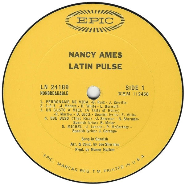 Image of Label Cover of LP - VG/VG - NANCY AMES, Latin Pulse (Epic; LN 24189, US 1966, Pasteback Sleeve, Mono), ,  - 3816243C