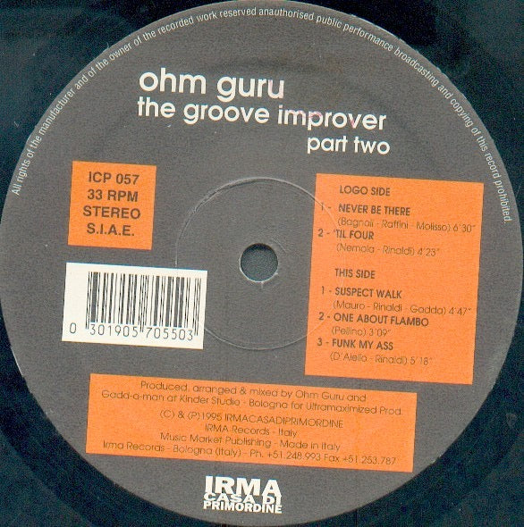 Image of Label Cover of LP - VG/VG - OHM GURU, The Groove Improver (Part Two) (Irma CasaDiPrimordine; ICP 057, Italy 1995), One noticable mark on the B side.,  - 3816220C