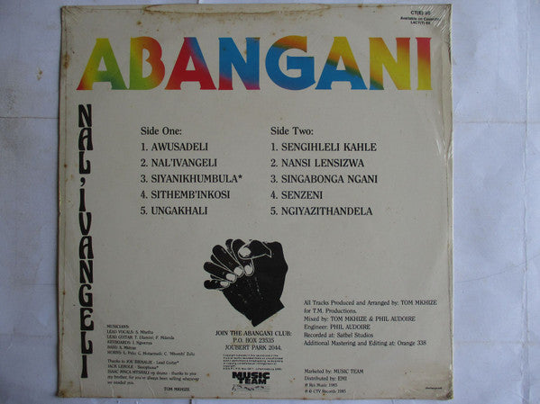 Image of Back Cover of LP - VG/VG - ABANGANI, Nal'Ivangeli (CTV Records; CT (E) 69, South Africa 1985, Picture Sleeve), ,  - 3826128E