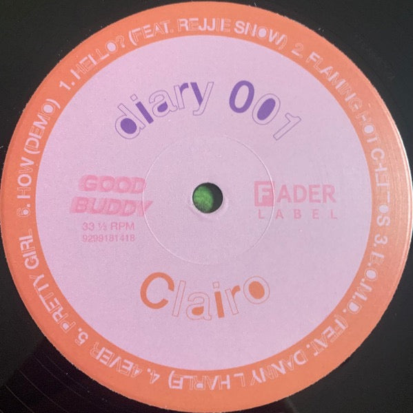 Image of Label Cover of 12" EP - EX/VG+ - CLAIRO, Diary 001 (Fader Label; FL-1814, US 2018, Picture Sleeve, Same Tracks On Both Sides), ,  - 3826188E
