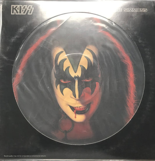 Image of Front Cover of LP - G+/G - KISS, GENE SIMMONS, Gene Simmons (Casablanca; NBPIX 7120 NBPIX7120, US 1978, Die Cut Sleeve, Picture Disc), Disc has lots of wispy hairline marks, Sleeve intact but has corner cut, Crease and edge wear,  - 3816263C
