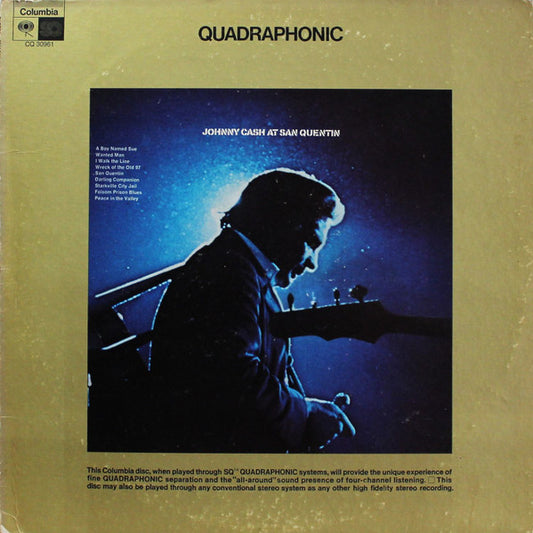 Image of Front Cover of LP - VG/VG+ - JOHNNY CASH, Johnny Cash At San Quentin (CBS; CQ 30961, US 1972, Quadraphonic, Red Rim Text), Totally Split Bottom Seam,  - 3826184E