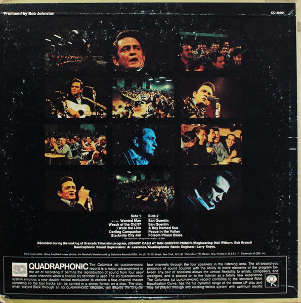 Image of Back Cover of LP - VG/VG+ - JOHNNY CASH, Johnny Cash At San Quentin (CBS; CQ 30961, US 1972, Quadraphonic, Red Rim Text), Totally Split Bottom Seam,  - 3826184E