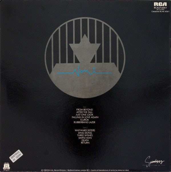 Image of Back Cover of LP - VG/VG - KLAUS NOMI, Simple Man (RCA; RCALP 6061, UK 1982), Strong VG, Edge Wear,  - 3826177E