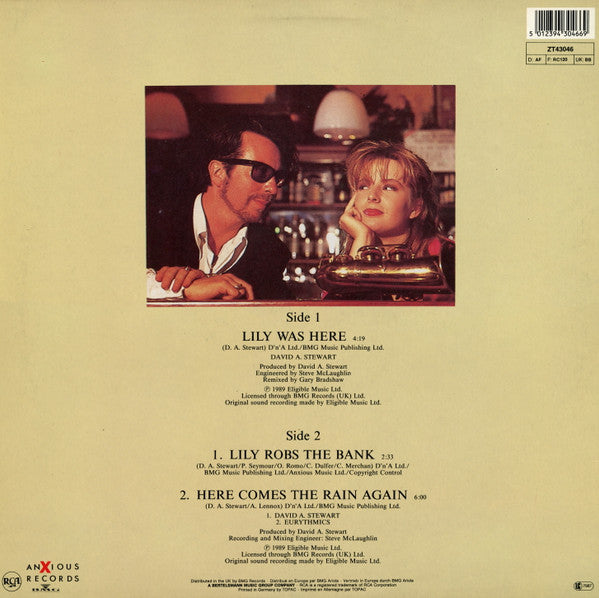 Image of Back Cover of 12" - VG/VG - DAVID A. STEWART FEATURING CANDY DULFER, Lily Was Here (Anxious Records; ZT 43046, Europe 1989), ,  - 3816292C