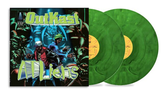 Image of Front Cover of 2xLP - NEW/NEW - OUTKAST, ATLiens (CMG; 19958413811, UK 2026, Limited Edition Emerald Forest Green Marbled Vinyl), , Originally released in 1996, ATLiens is Outkast's second studio album, pairing space-inspired production with dub and gospel elements while exploring urban life, introspection and extraterrestrial themes. - 9414384C
