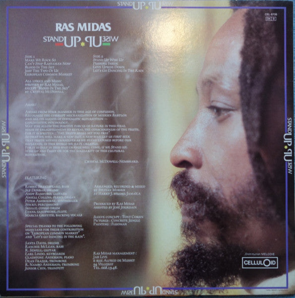 Image of Back Cover of 12" - VG/VG - RAS MIDAS, Stand Up Wise Up (Celluloid; CEL 6708, France 1984), Strong VG with couple hariline marks, plays VG+.,  - 3846161S