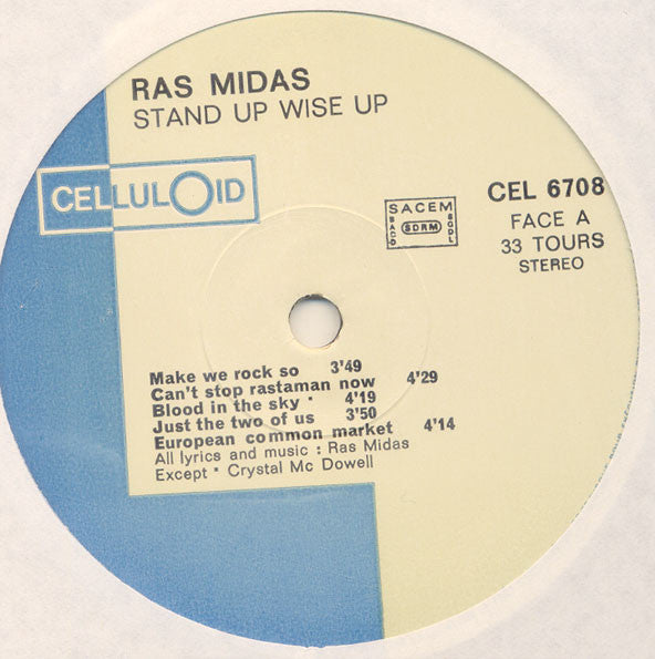 Image of Label Cover of 12" - VG/VG - RAS MIDAS, Stand Up Wise Up (Celluloid; CEL 6708, France 1984), Strong VG with couple hariline marks, plays VG+.,  - 3846161S