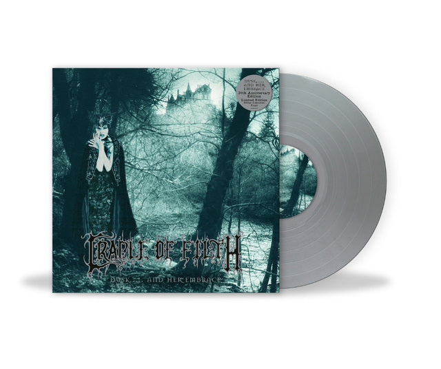 Image of Front Cover of LP - NEW/NEW - CRADLE OF FILTH, Dusk... And Her Embrace (30th Anniversary) (Music For Nations; 19958411071, UK 2026, Limited Edition Silver Vinyl ), , Originally released in 1996, Dusk... And Her Embrace marked a defining step in Cradle Of Filth's development and became a landmark of black, gothic and symphonic metal. This 30th anniversary reissue includes enduring fan favourites such as 'Heaven Torn Asunder', 'Funeral In Carpathia', 'A Gothic Romance' and the title track. - 9414398C
